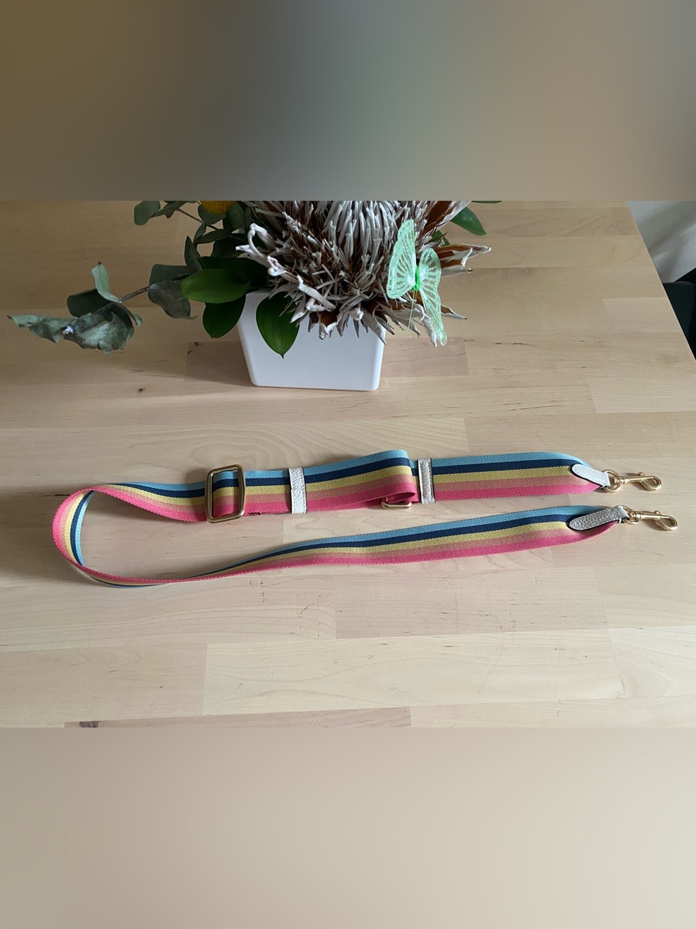 Coach Striped Rainbow strap with Gold Hardware